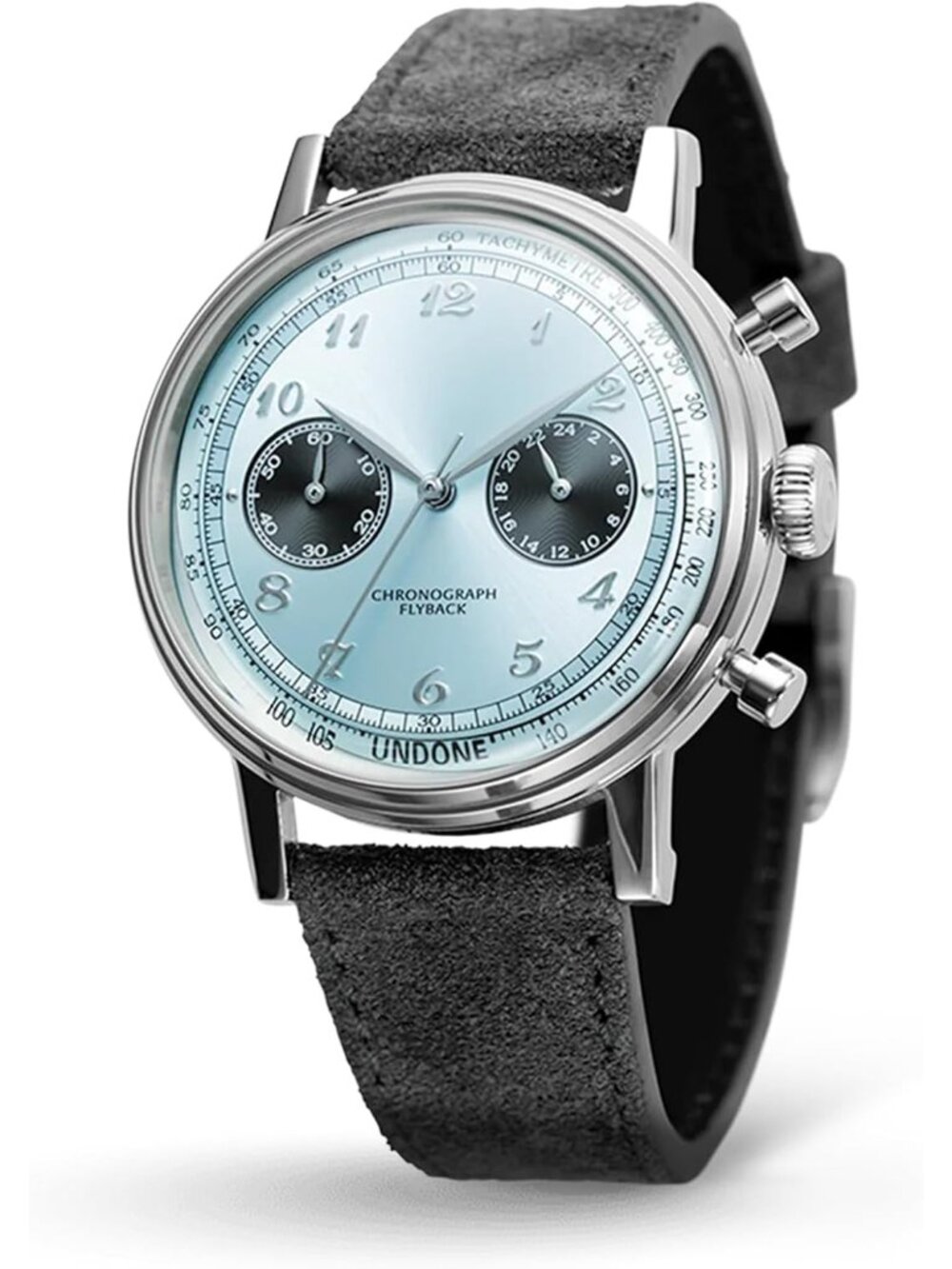Undone Urban Collection Chronograph Mens Blue Dial Black Leather Strap Analog Wa
